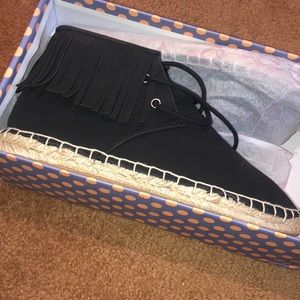 Black Caterina Chukka Fringe Booties